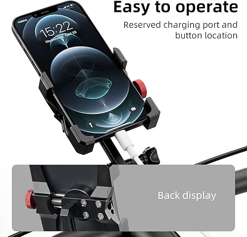 Miniatura 5 de ROCKBROS Soporte de teléfono para bicicleta, soporte de aluminio para teléfono celular, soporte de teléfono celular montado en manillar para