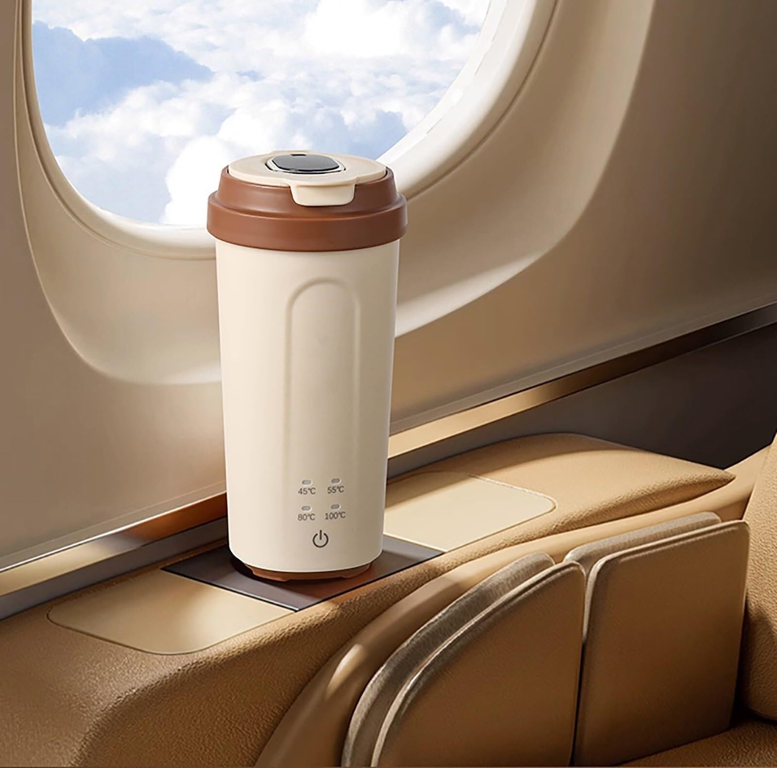 Hervidor eléctrico de viaje mini, hervidor de agua recargable de 500 ml, alimentado por USB con 4 controles de temperatura, termo para leche artificial, té y café