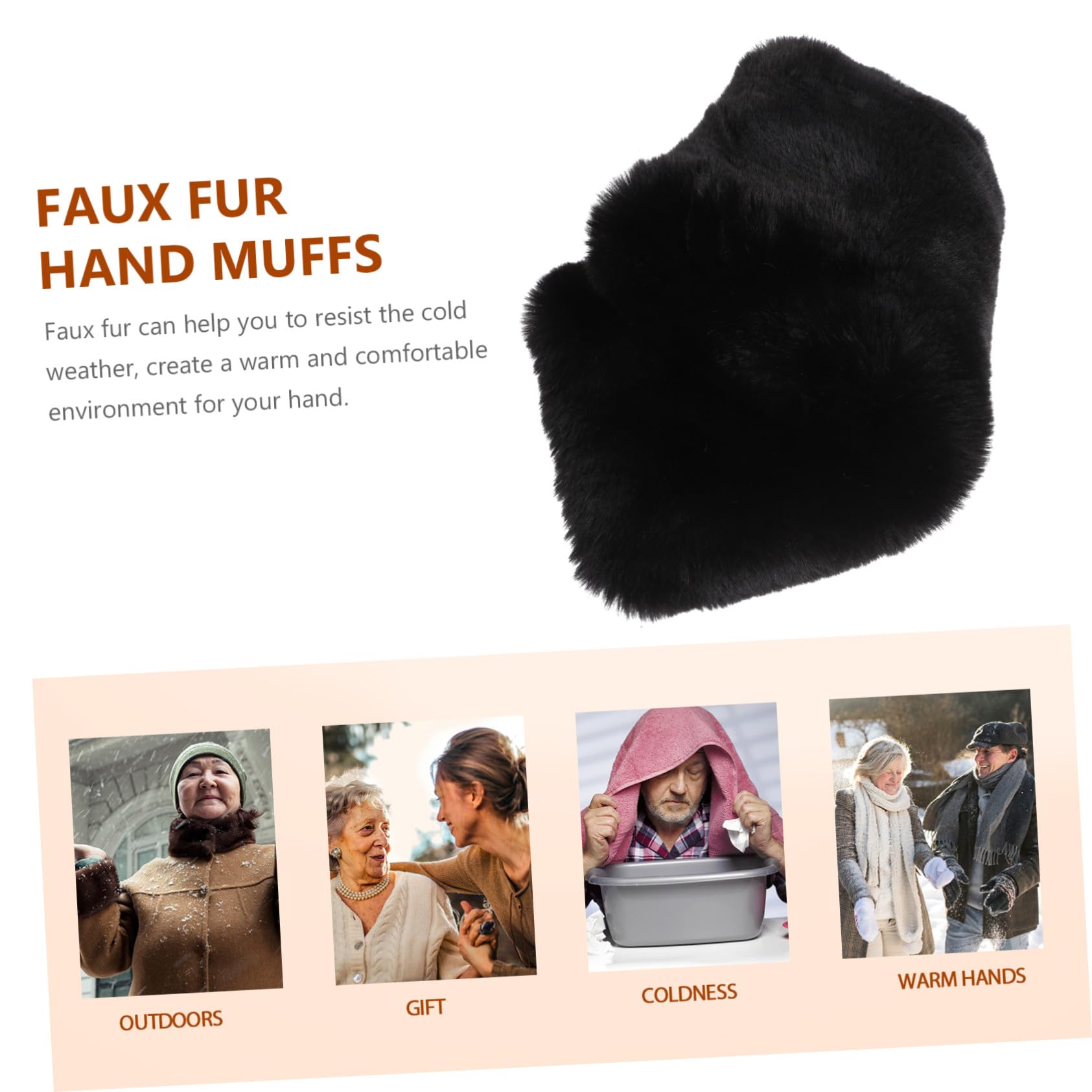 Calentadores de Manos de Piel Sintética Calentador Peludo de Invierno para Hombres y Mujeres Manguitos Cálidos de Felpa