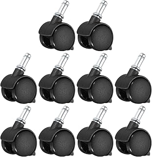 M METERXITY 10 Pack Swivel Casters - 360 Degree Threaded Stem Mount Wear-Resistant Cart Trolley Wheels with Brake, Apply to Furniture Workbench (1 Inch, Black)