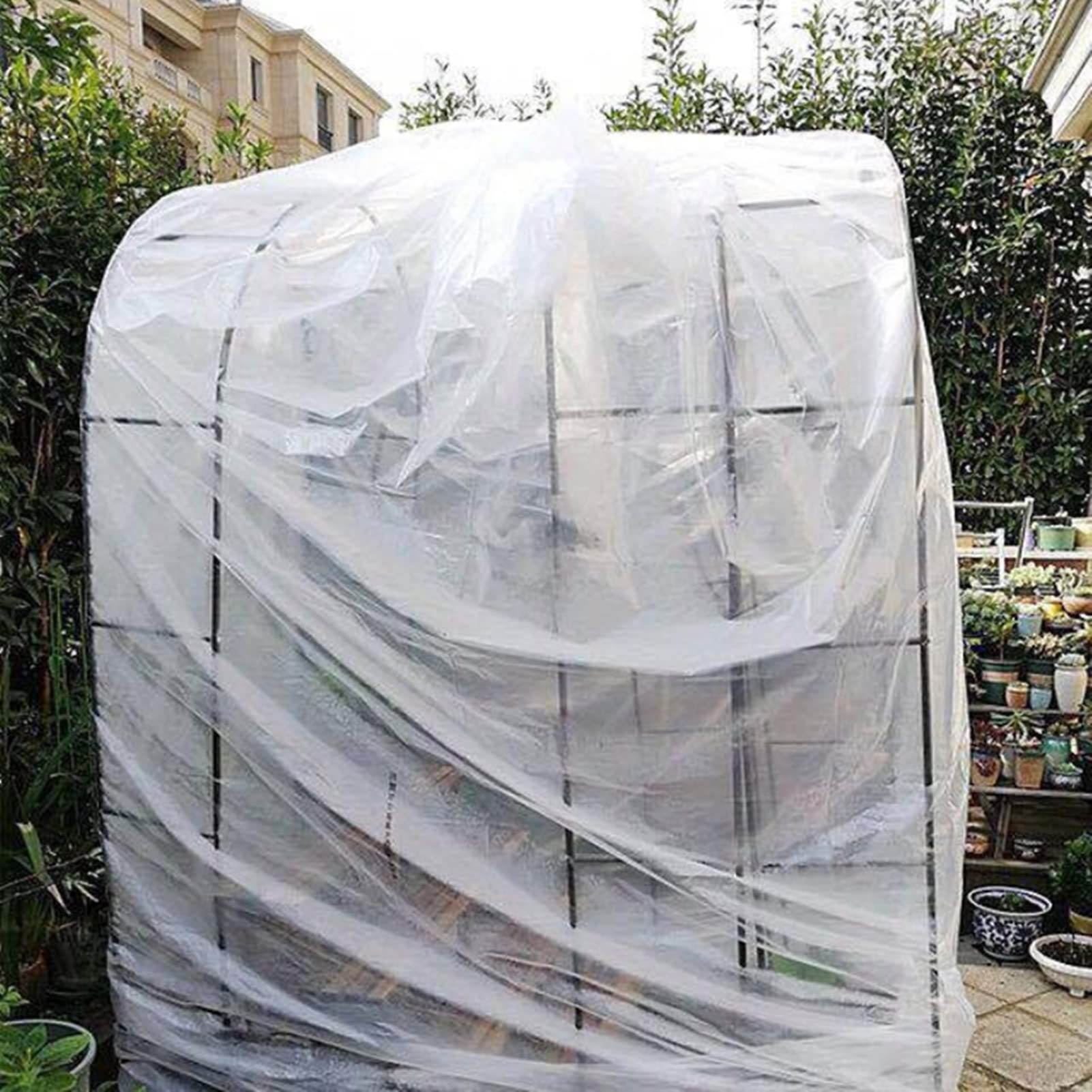 Película Transparente para invernaderos de 4 años de 150 micrones de Espesor,plástico de Recubrimiento de Polietileno Resistente para Cuartos de Cultivo e invernaderos,2*2m/3*6m(3*6m)