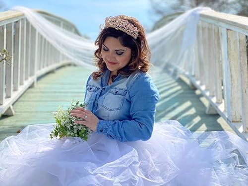 Miniatura 3 de SNOWH Tiaras y coronas de boda  Corona nupcial de diamantes de imitación Tiara de princesa  Tocado de joyería con peine para mujeres y niñas, oro