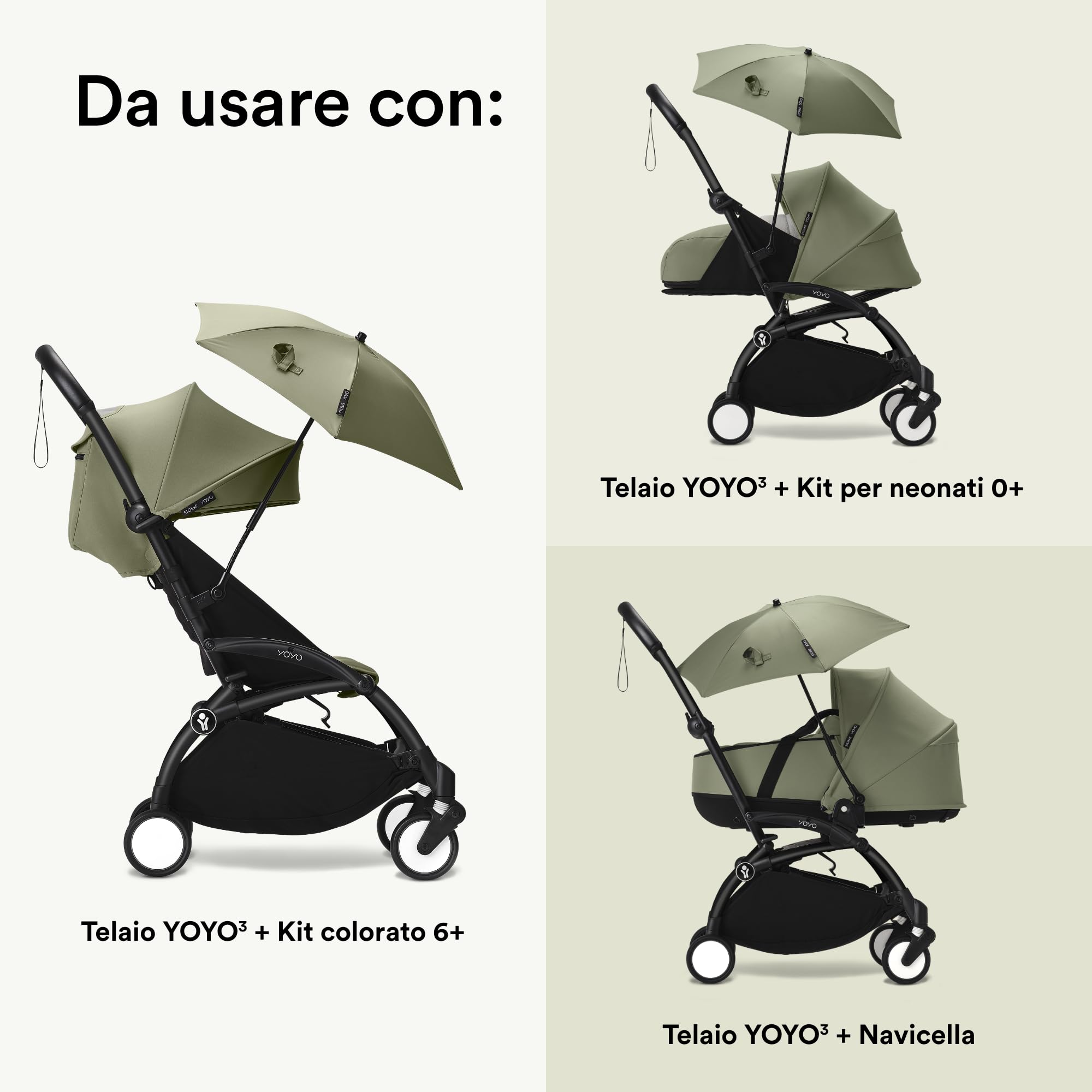 Parasole Stokke YOYO, Aqua - Protezione UPF 50+, opacità migliorata - Da utilizzare sul passeggino YOYO con 0+ Newborn Pack, Newborn Shell o 6+ Color Pack