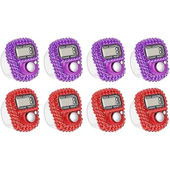 8 x Finger Tally Counter Electronic Finger Counter Finger Counter Clicker Row Counter 5 Digit Mini Hand Counter Lap Track Handheld Counter for Inventory Sports Marketing Golf Purple Red