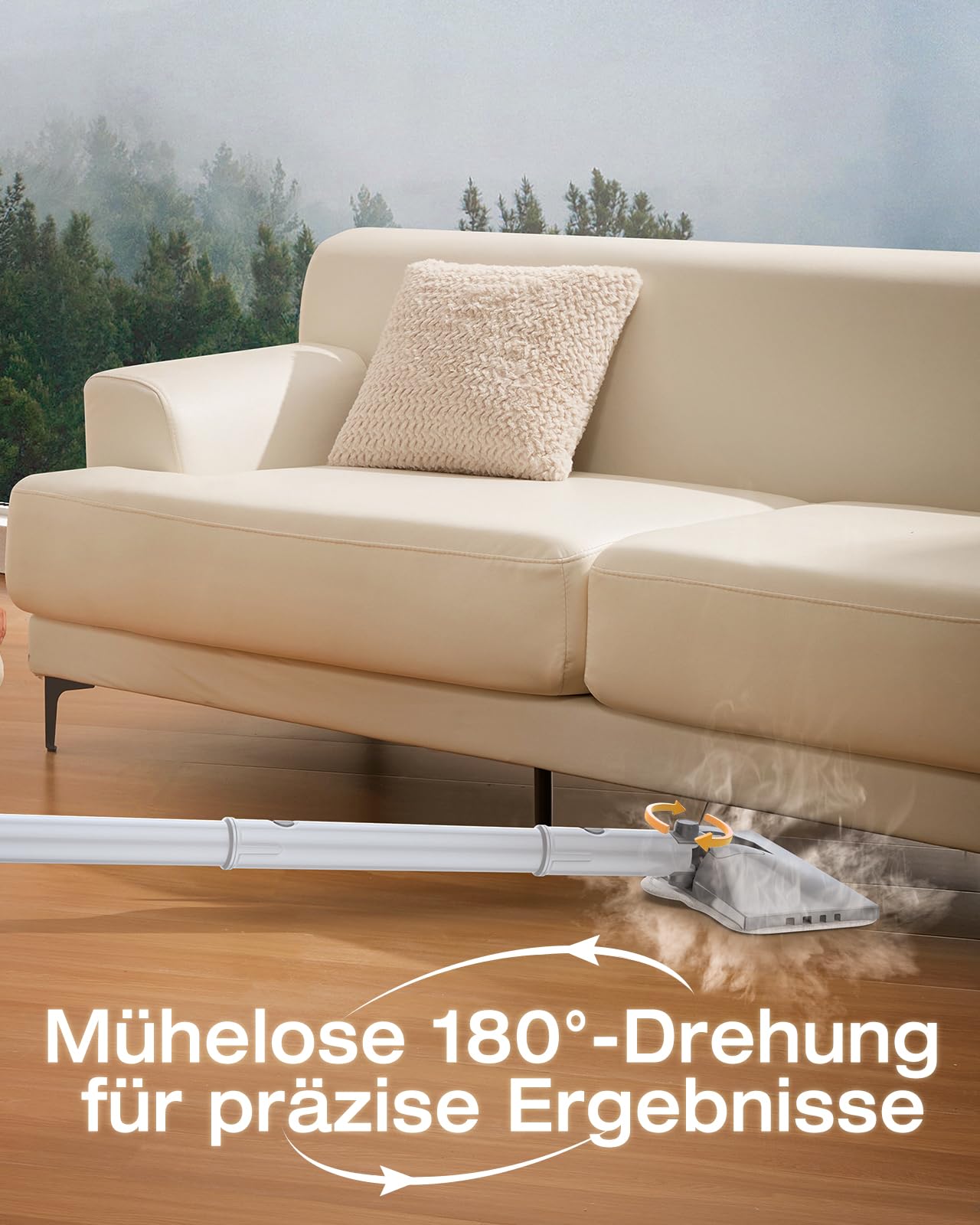 10-in-1 Dampfreiniger mit abnehmbarem Handgerät, 350ml Tank, 10s Aufheizzeit, 248°F (120°C) Dampf,Zubehör 2-Stufen Steuerung & Drehkopf für Böden, Teppiche, Fliesen - Leichtgewicht & Multifunktional