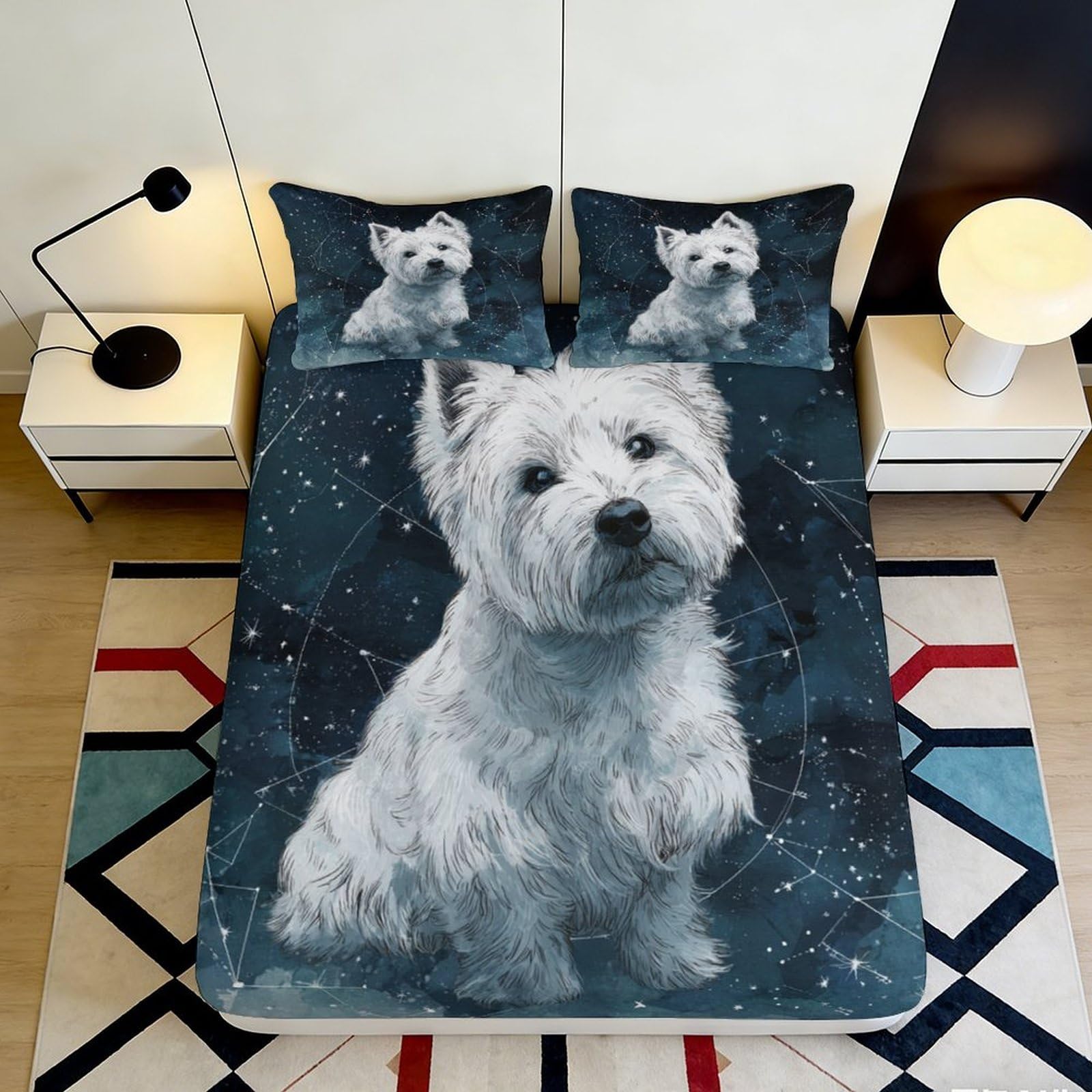3D Printed Unicorn Fitted Sheet Microfiber Non-Slip Deep Pocket Rainbow Bedroom Bedding Wrap for Adults Mattress Fitted Cover Washable 90x200x25cm