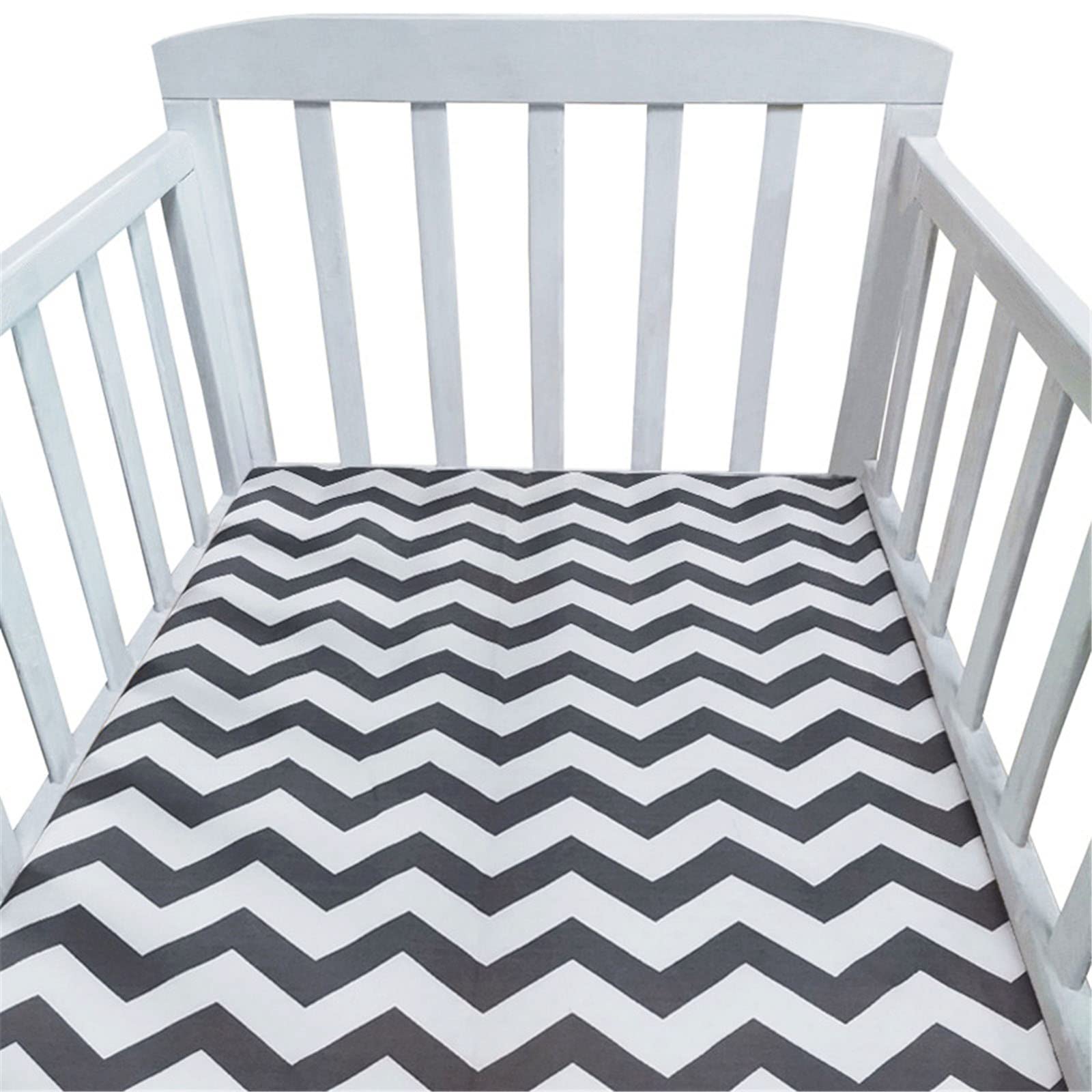 Hiseng Baby Crib Fitted Sheets, Microfiber Cot Mattress Bassinet Sheets Mattress Protector Nursery Bedding for Boys and Girls, Soft Breathable Durable - Cartoon Animal Star (Z Shaped,110x65cm)