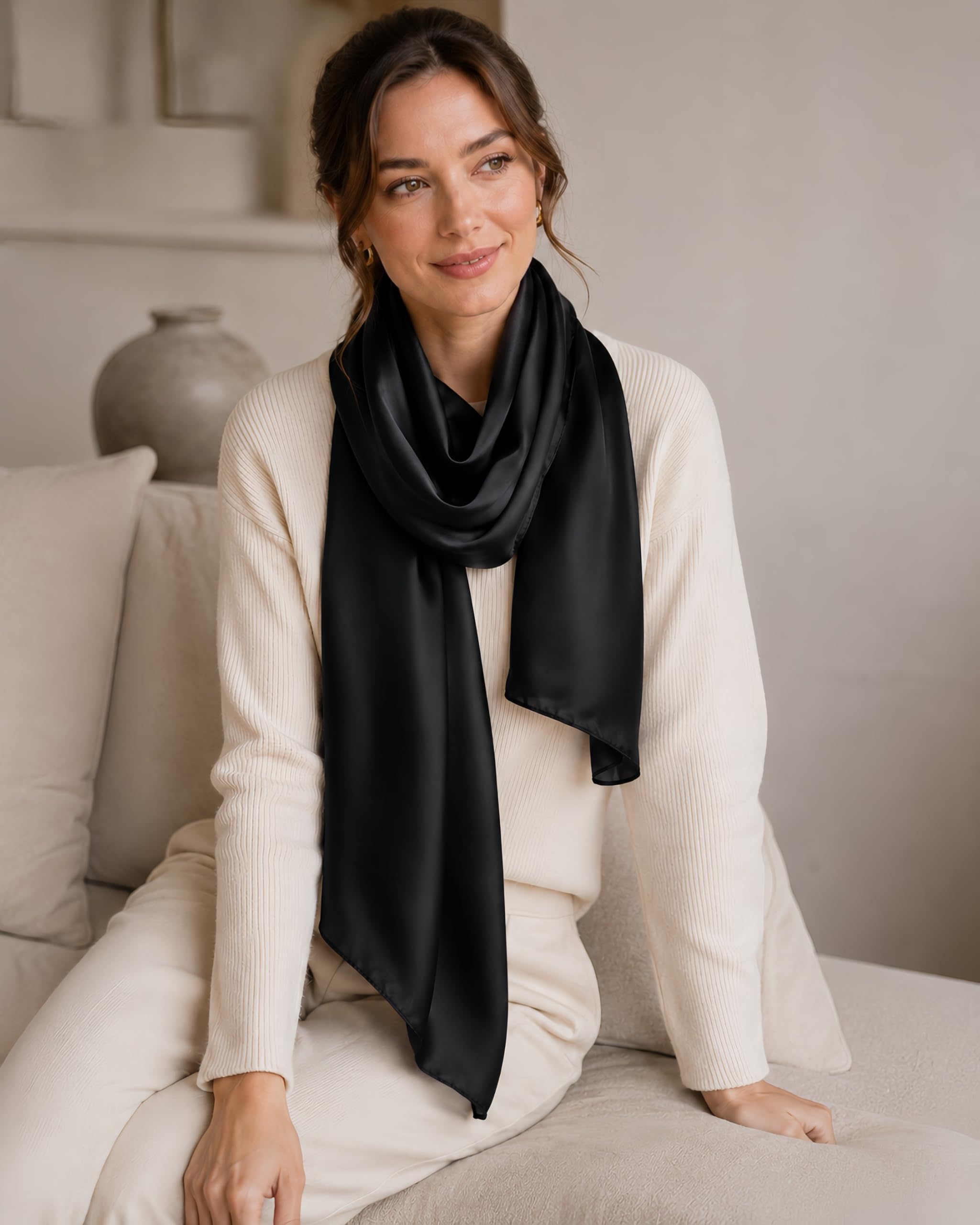 PoeticEHome 100% Maulbeerseide Schal 170x53cm – Seidenschal Damen Langhalstuch für Kopf & Hals | Geschenkverpackung