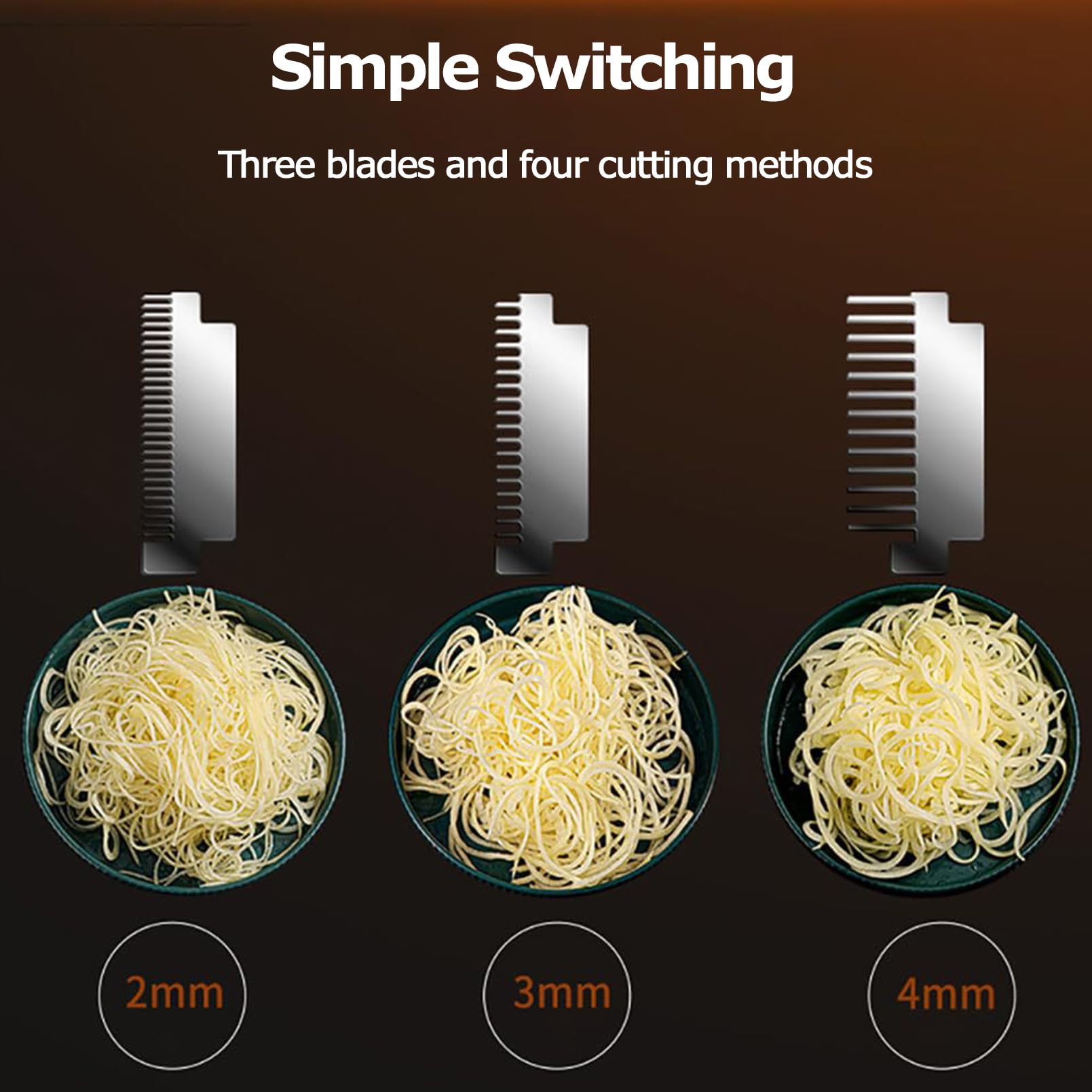 Spiralizzatore per Verdure a 3 Lame, Affettatrice a Spirale per Zucchine e Verdure, Fermo Antiscivolo, Taglio Uniforme e Rapido, Impugnatura Comoda, Macchina per Spaghetti per Patate, Carote, Cetrioli