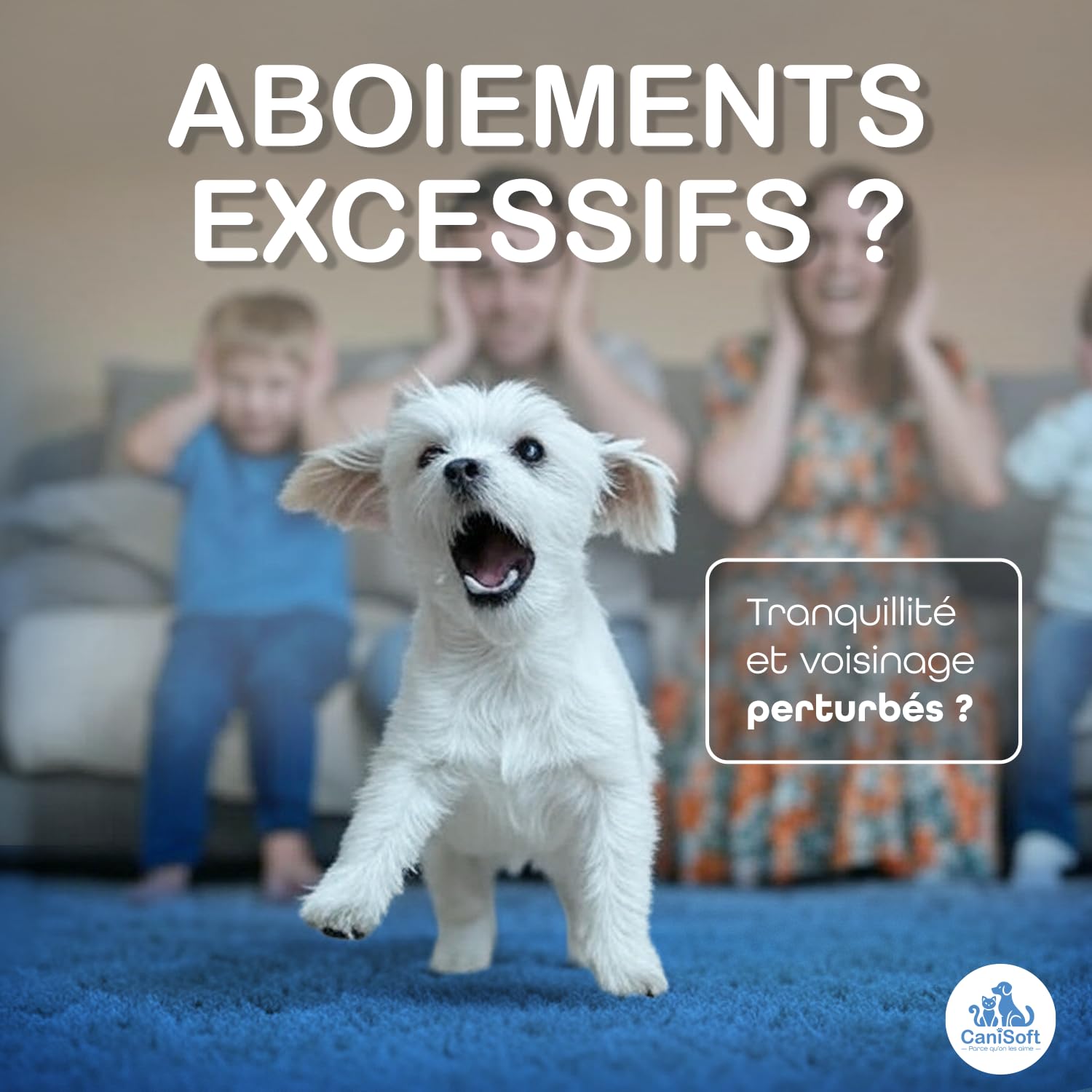 Collier Anti Aboiement Chien CANISOFT Rechargeable USB Étanche IP67 2 Modes 5 Sensibilités 2 Sangles Noire Bleue