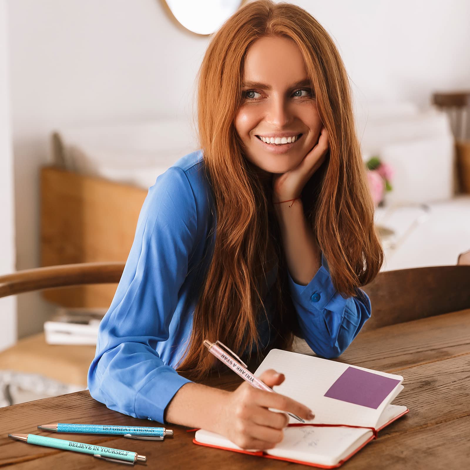 Jeyiour 12 Pcs funny pens for adults Fancy Inspirational Glitter with Motivational Messages Cute Pens for Office Women Girls Gifts(Assorted Colors,Inspirational Style)