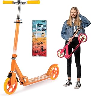 Kicksy - Kick Scooter for Kids Ages 6-12 & Scooter for Teens 12 Years and Up- Big Wheel Scooter for Stability - 2 Wheel Scooter for Boys & Girls- Foldable Kick Scooter Adult - Up to 220 lbs