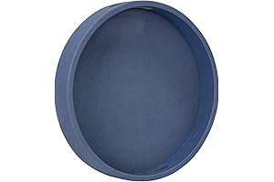 MAONAME Round Decorative Navy Blue Tray with Handles