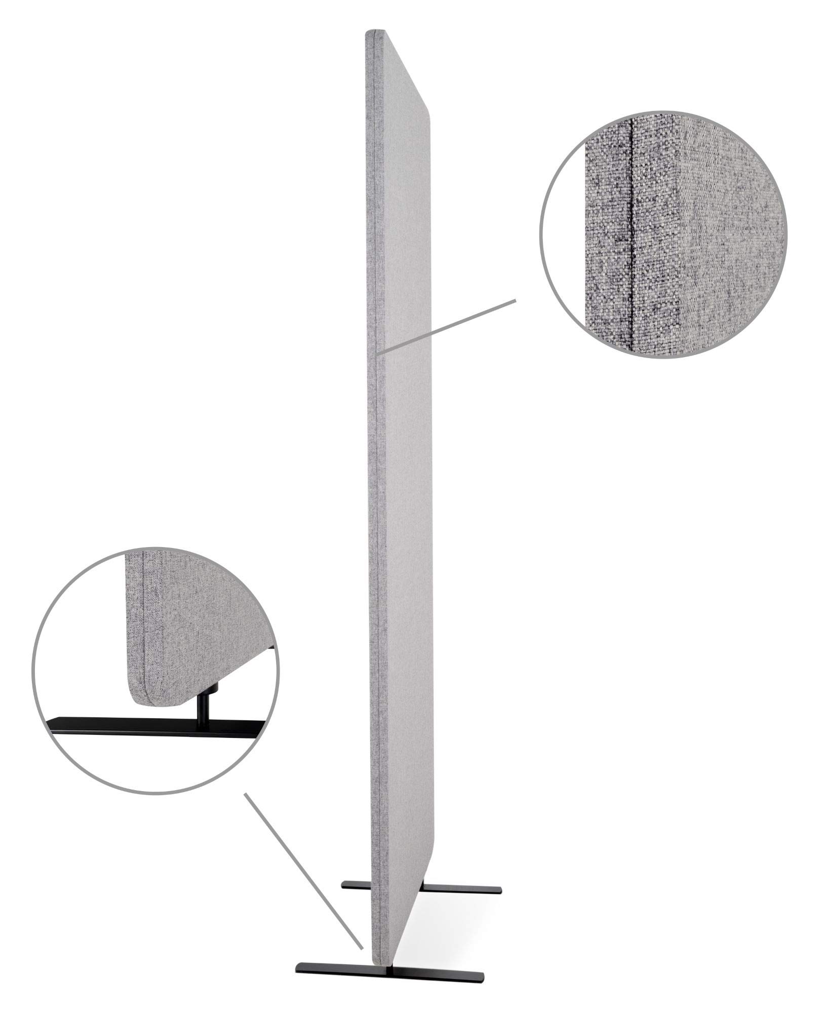Set 3 Divisori Pronomic DiviRoom-162 GY, Facile da montare, Peso: 6 | Schermo mobile e divisorio per lavoro e casa, Pannello in fibra di poliestere, Rivestimento tessile grigio melange