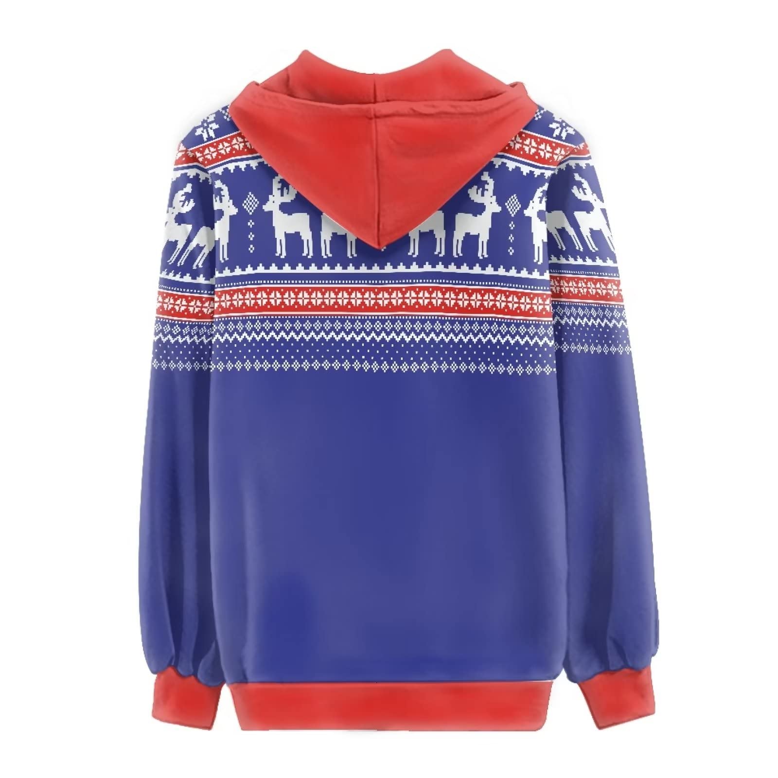 HUIACONG Bluza z kapturem zapinana na zamek błyskawiczny, damska bluza dla nastolatek, rozmiar XS-5XL, sweter z kapturem, Fioletowy czerwony łoś, 4XL