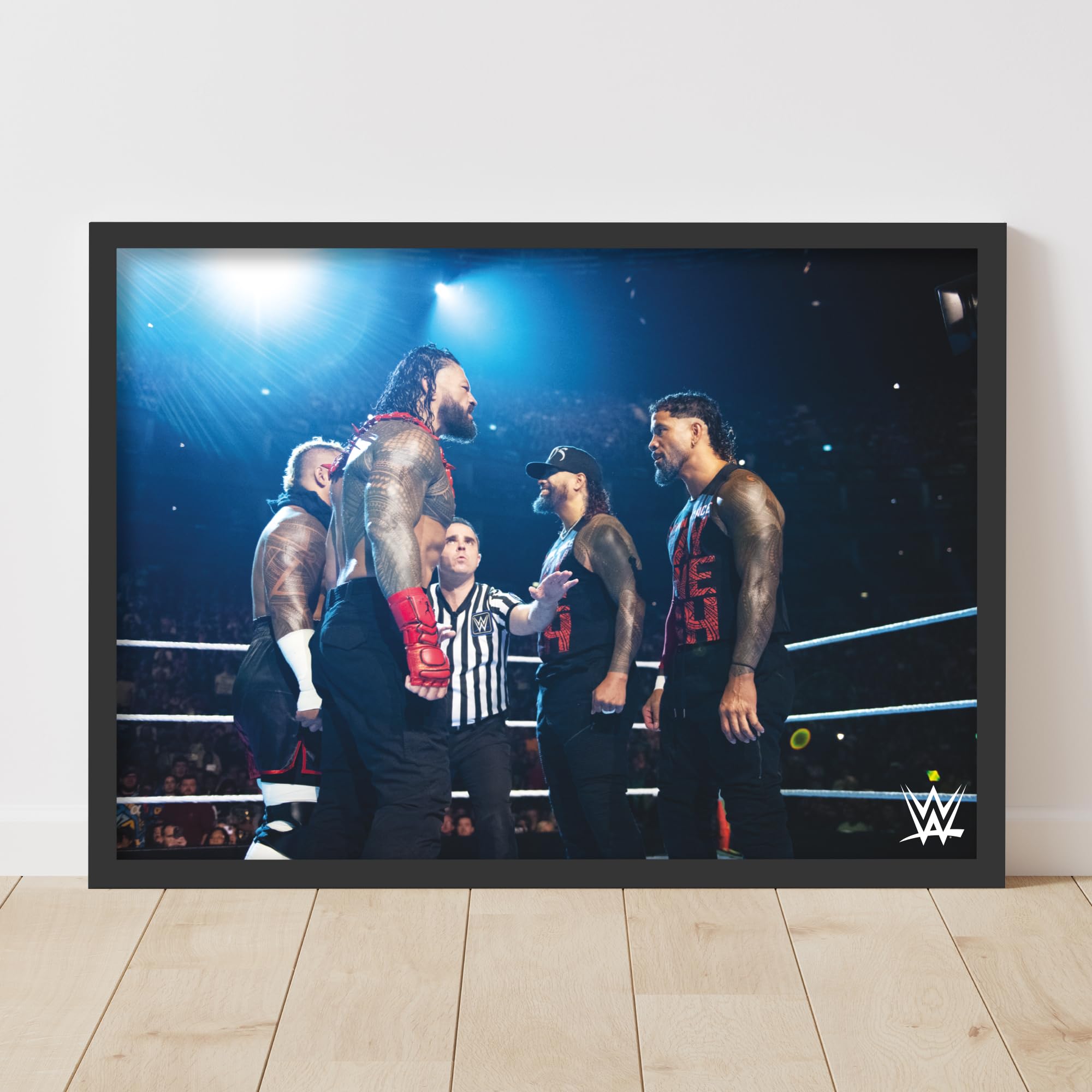 Themed Black Wwe Print - Mitb Bloodline Civil War In Ring Poster Wrestling Wall Art (42Cm X 59.4Cm - A2)