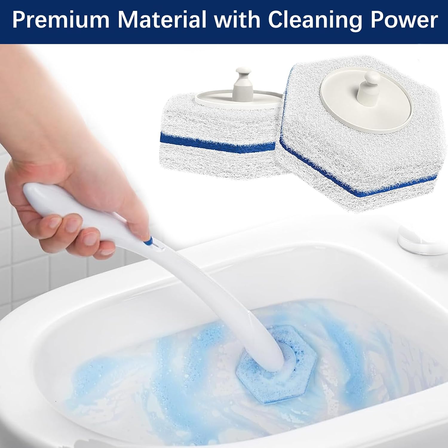 Disposable Toilet Bowl Wand Refills Compatible with Cloro x, Toilets Cleaning Wand Refill 40 PCS, Upgraded Disposable Sponge Bowl Cleaning Heads for Bathroomfor and Bathroom