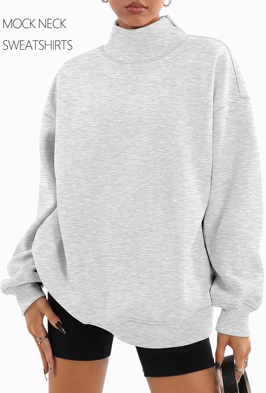 Trendy Queen Womens Mock Neck Sweatshirts Oversized Pullover Fall Outfits image 2