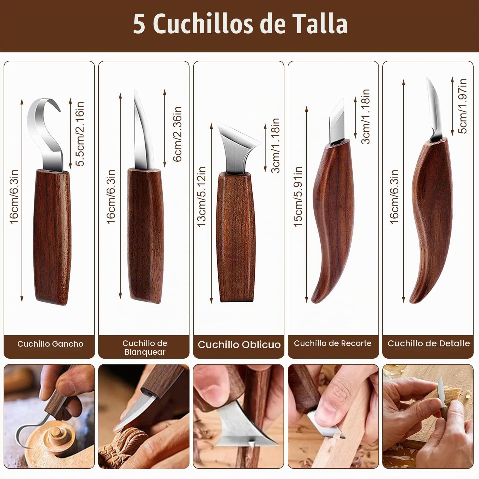 10Pcs Juego de herramientas tallado madera, kit para tallar madera principiantes con 5 Cuchillos de Talla, Guantes Anticorte, Herramientas para Principiantes y Profesionales