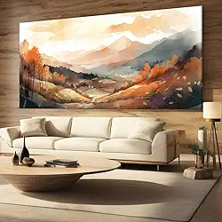 Quadro Decorativo para Sala Quarto Hall 100x70 Paisagem Abstrato Campo Horizontal Grande Decoração Parede Tela