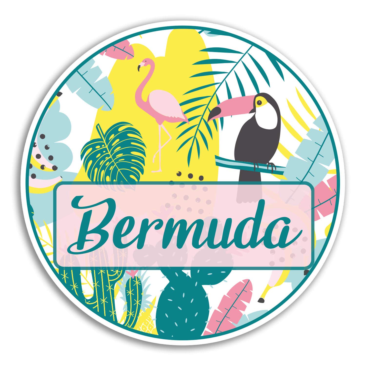 2 x 10cm Bermuda Vinyl Stickers - Tropical Travel Sticker Laptop Luggage #18700 (10cm Wide)