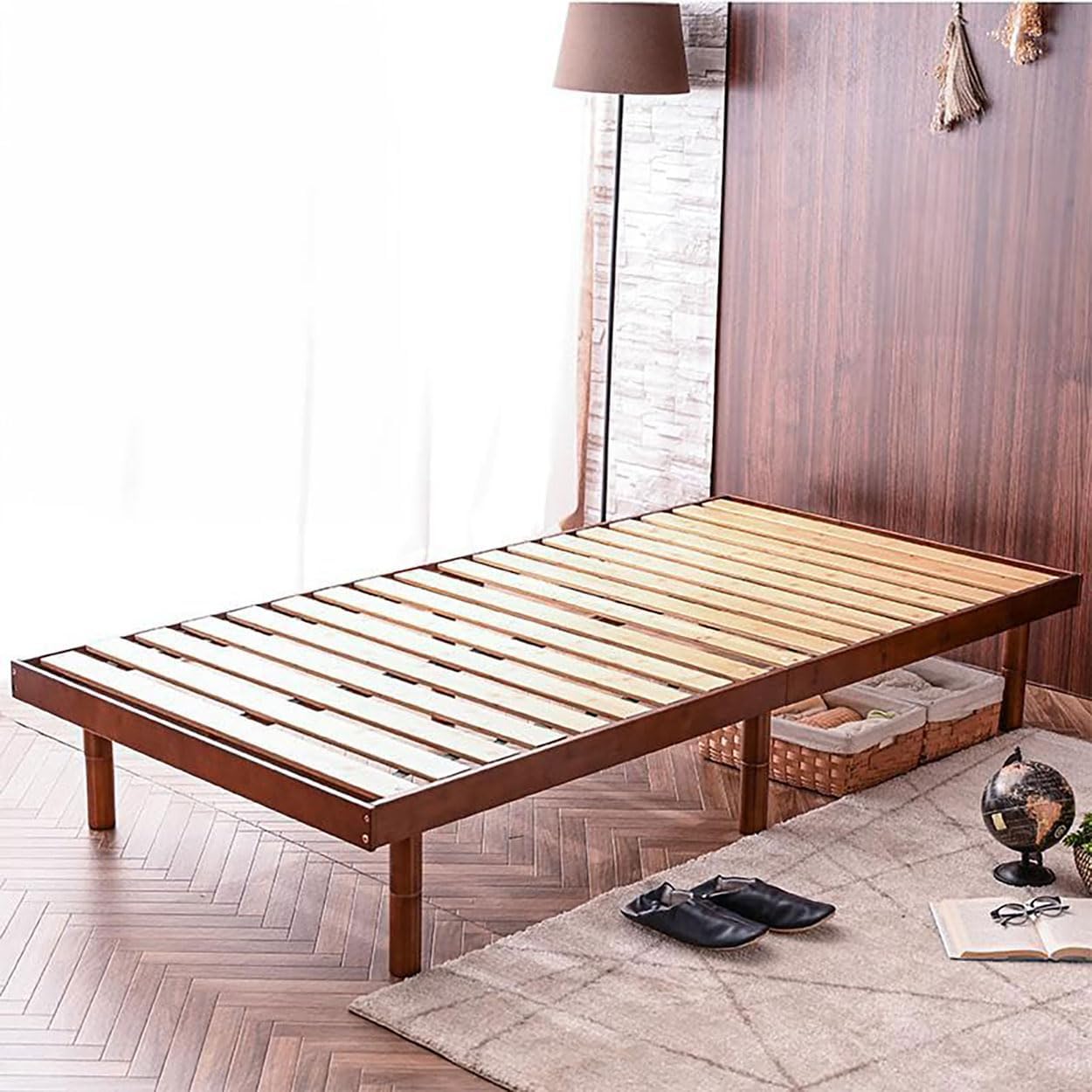 Amazon｜ベッドフレーム ベッド フレーム 分割 すのこ 簀の子 白 ヘッドボードなし 195cm 高さ調整 モデル1（ セミダブル WN