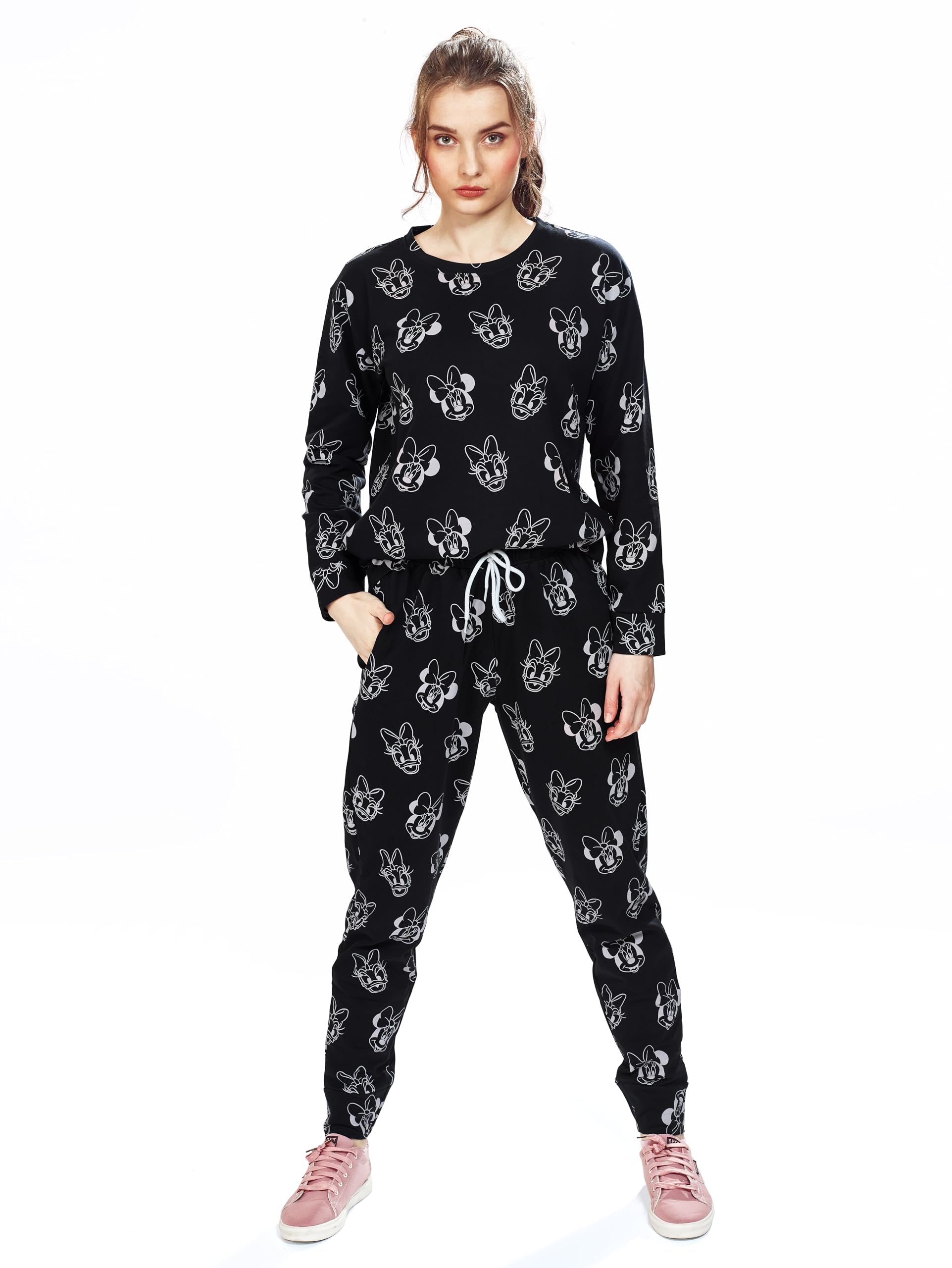 Sn Sweet Nightwomens Mickey Mouse And Minnie Mouse Faces Printed