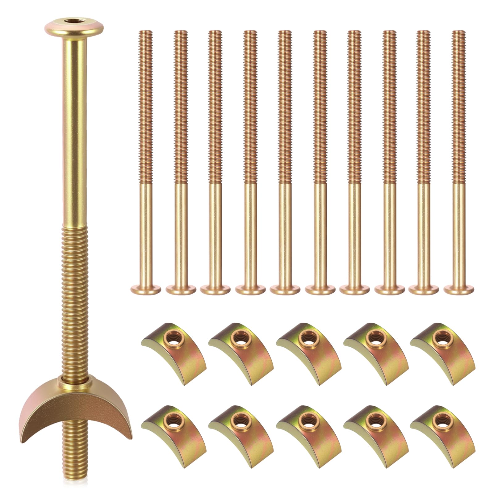 11 Pcs M6 Furniture Boltss, Bunk Bed Bolts Connectors, Furniture Connecting Bolts with Half Moon Luna Washers