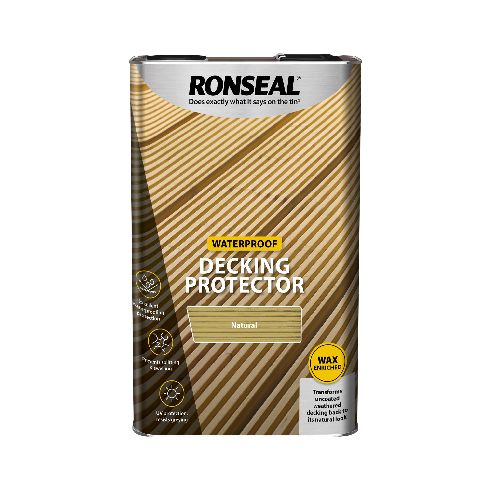 Ronseal Decking Protector Natural – 5 Litre | Water-Repellent Protection for Softwood Decking | Weather Resistance & Long-Lasting Wood Care
