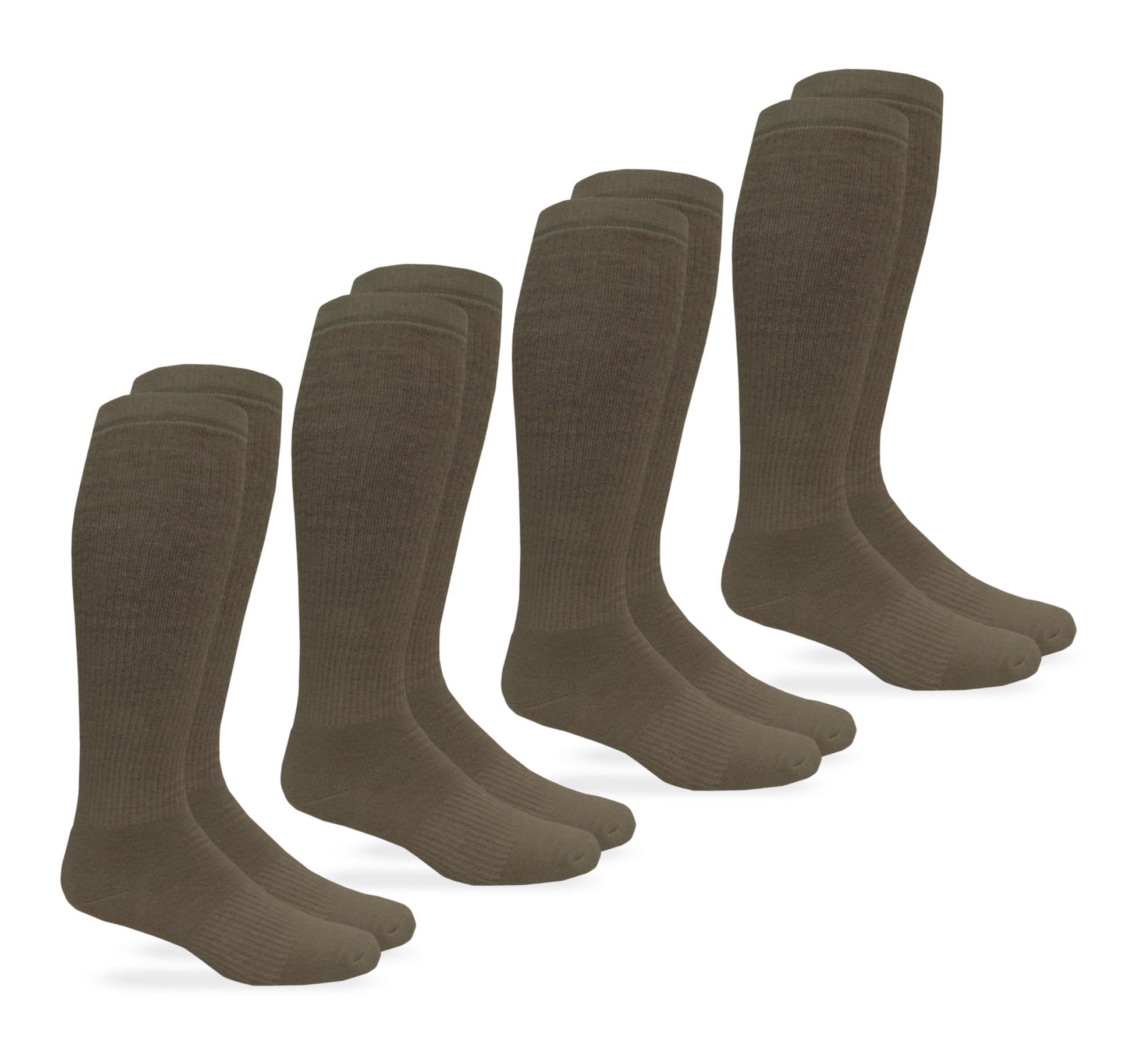 Jefferies Socks Mens Military Ultra-Dri Padded Cushion Combat Boot Over the Calf Socks 4 Pair Pack (US, Alpha, Large, Regular, Regular, Coyote Brown)