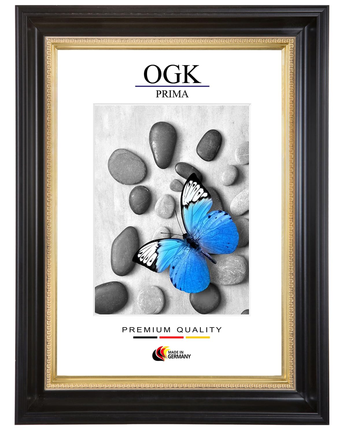 Cadre photo noir et or en bois noble 30x40 cm GalleryKing style historique fait sur mesure