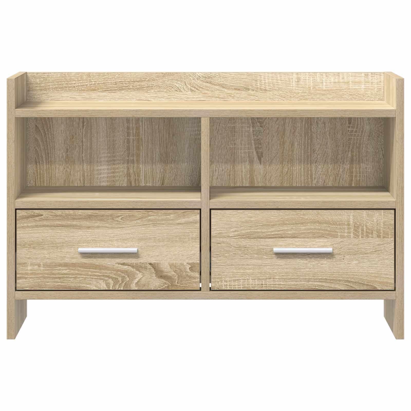 Mobile TV in rovere Sonoma, 71,5 x 33 x 47 cm, con 2 cassetti e 2 ripiani, tavolino basso per soggiorno, gaming, home theater, salvaspazio con spazio per supporti multimediali