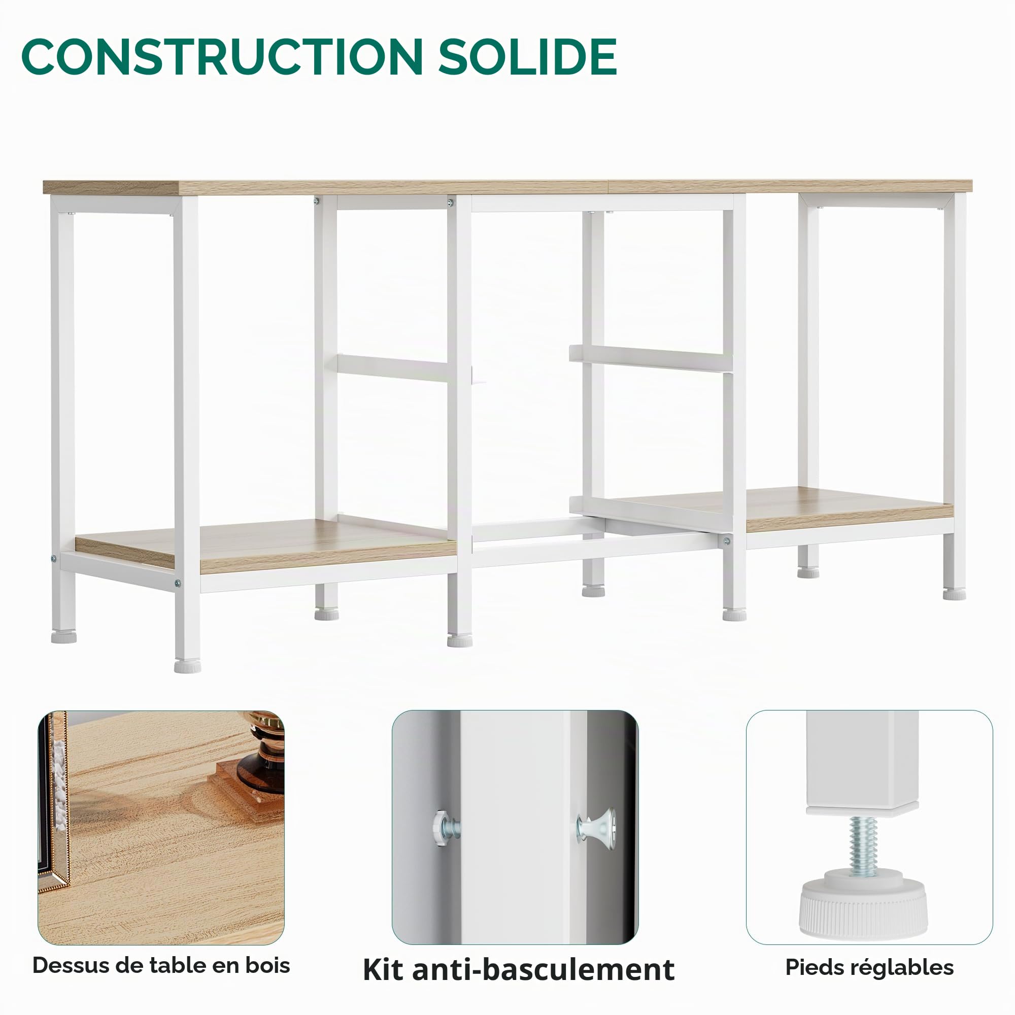 YITAHOME Meuble TV jusqu'à 47", Meuble TV avec 2 tiroirs en Tissu et 2 étagères Ouvertes, Commode 110 x 30 x 50 cm pour Salon, Salle de Divertissement, Chambre à Coucher, Cadre en Acier