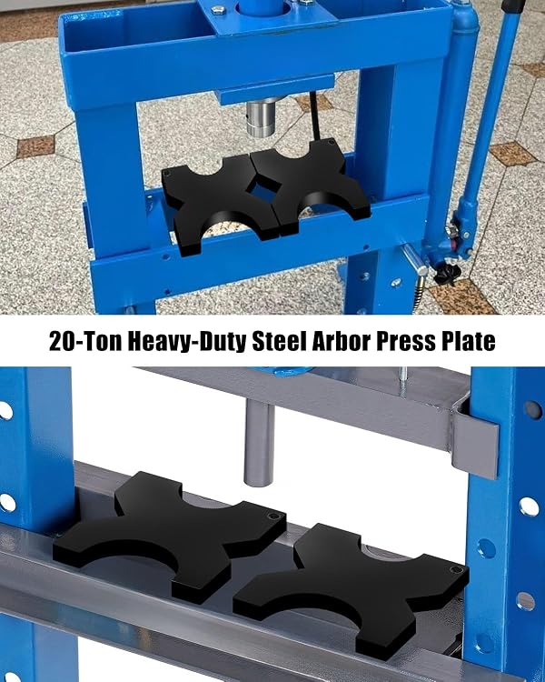 Arbor Press Plate, 1"x 5"x 5" Heavy-Duty Steel Hydraulic Press Plates with 4-Notch H-Frame for Even Pressure Distribution, Compatible with 20-Ton Press Machines by HZSIFU - Image 3