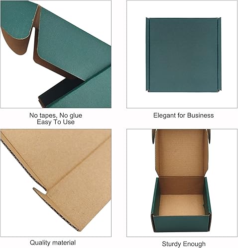 Miniatura 4 de Paquete de 25 cajas de embalaje corrugado para envío, cartón reciclable verde, cajas de regalo pequeñas para envío, embalaje, regalos de