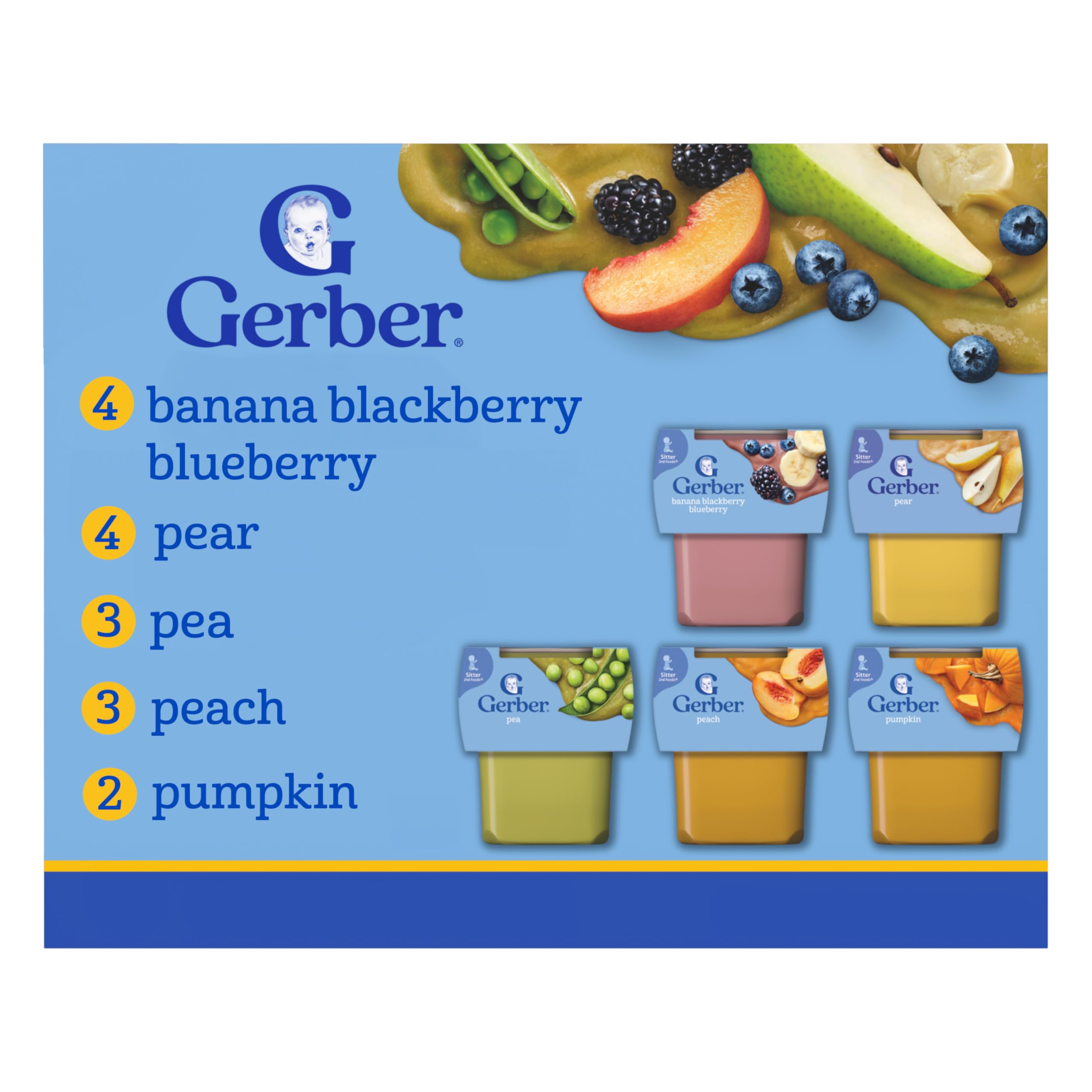 - Gerber Stage 2 Baby Food, Farmers’ Market Puree Tubs, No Added Colors or Flavors, Baby Puree, Variety 32-Pack