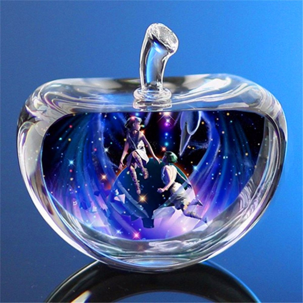12 Constellation Clear Rare Crystal Glass Apple Model Figurines Paper Weights Natural Stones and Minerals Photo Customized Crystals for Home Decor (Gemini)