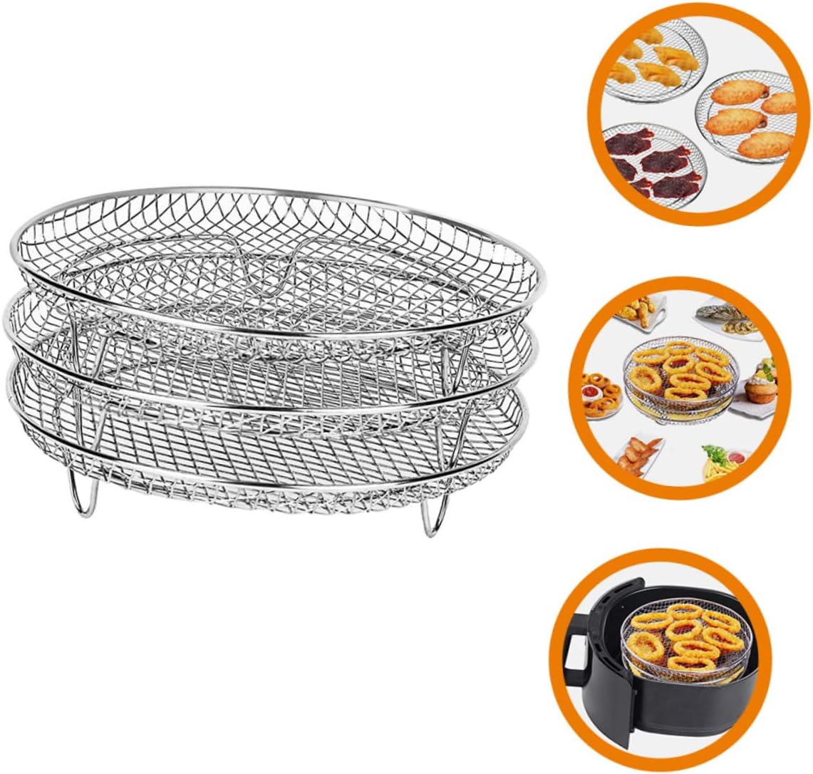 Stainless Steel Air Fryer Rack 3 Layer round Roasting Rack