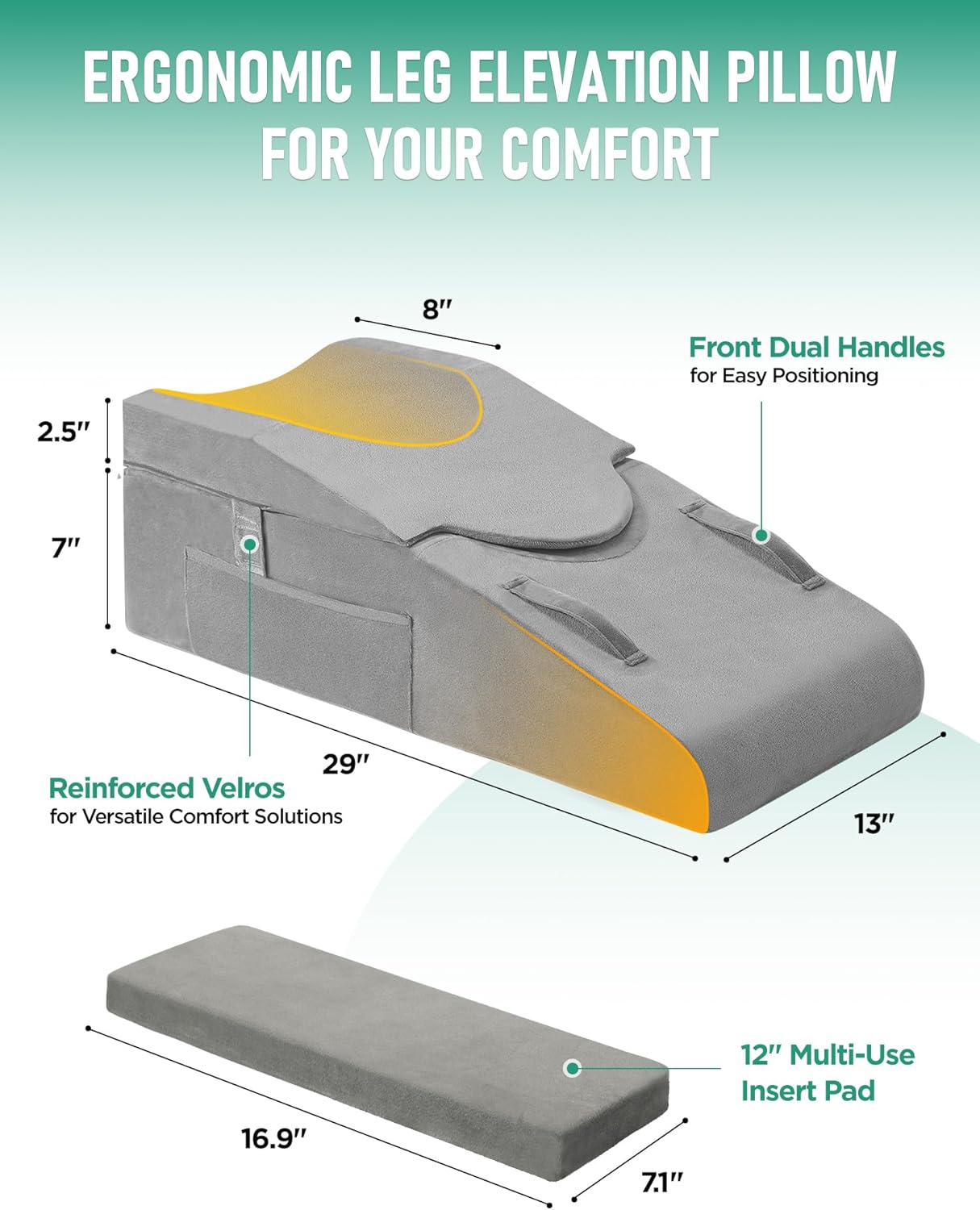 Knee Pillow for Knee Replacement Surgery, Memory Foam Knee Leg Elevation Pillow for After Surgery Recovery, Leg Pillow Surgery Recovery Equipment for Sciatica Lower Back Hip Ankles