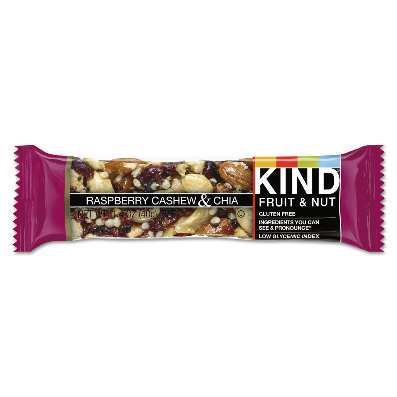 KIND Bars Raspberry Cashew & Chia, Gluten Free, 12 Count (Pack of 1)
