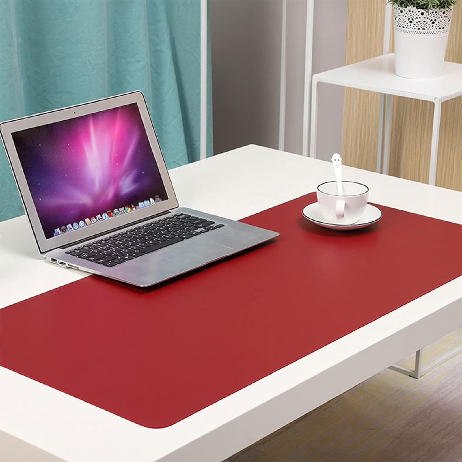 Tappetino Scrivania, Sottomano Scrivania, Tappetino per Mouse, Tappetino Scrivania Multifunzione Impermeabile In Pelle Pu, Protezione Da Scrivania.(Nero/Rosso,60x150cm/23.62x59.06in)