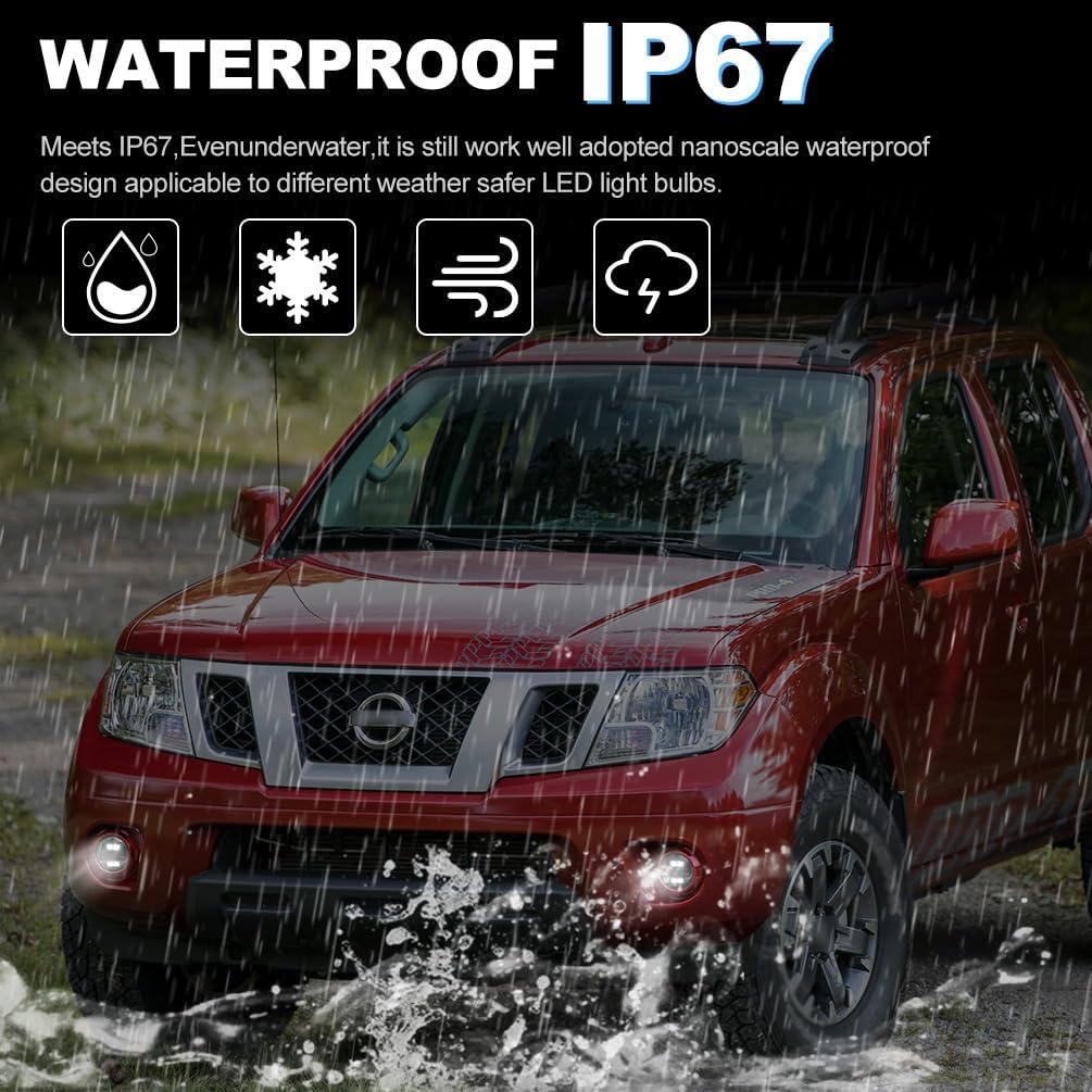 NJSBYL LED Fog DRL Lights for Nissan Titan Frontier Xterra Armada Leaf Pathfinder NV3500 Sentra White LED Daytime Running Driving Spot Fog Lamps Switchback Amber LED Turn Signal Lights Assembly