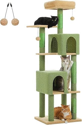 Miniatura 8 de PAWZ Road Torre alta para gatos, árbol para gatos de 70 pulgadas con hamaca, 5 postes rascadores, 2 condominios y una gran percha superior para