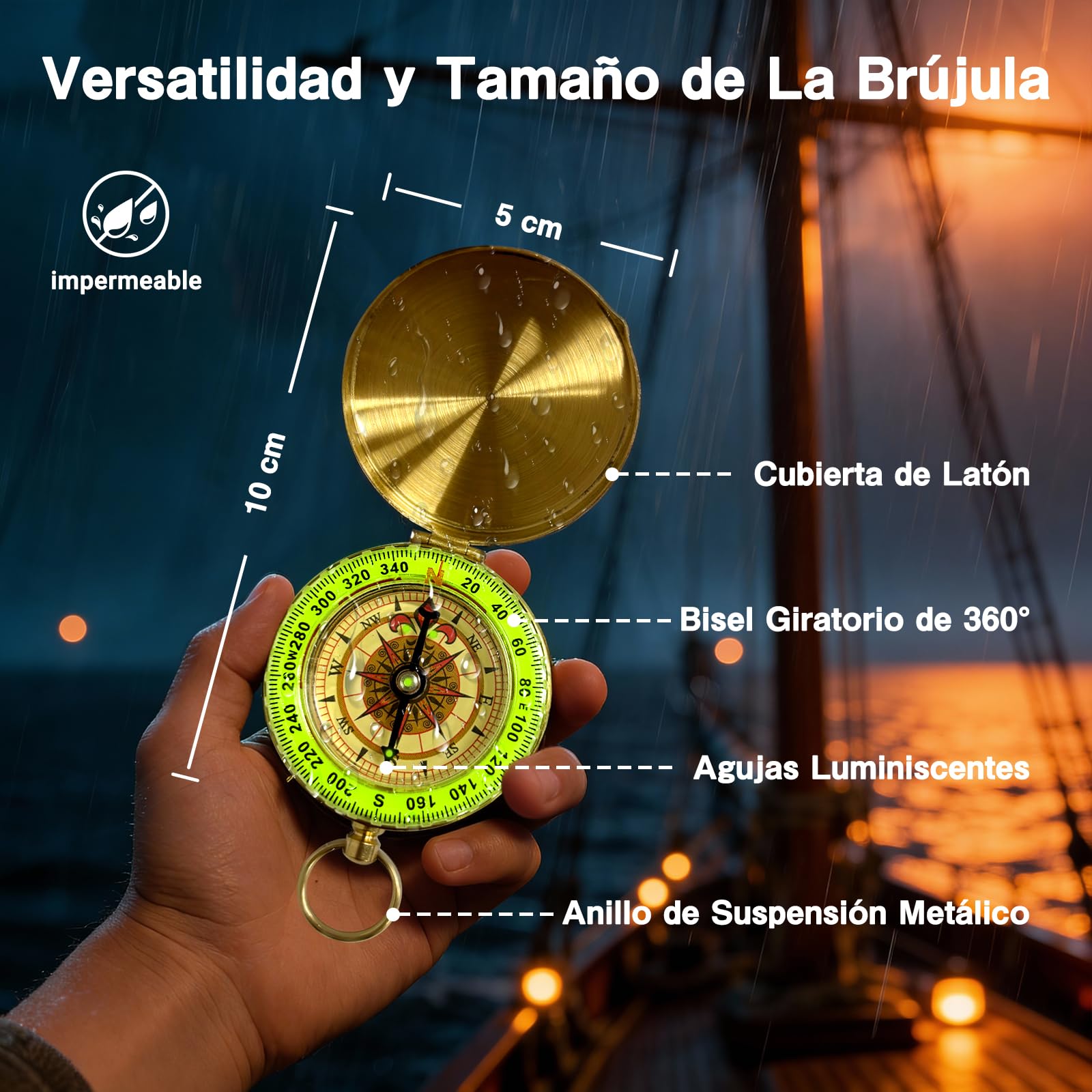 Telescopio Pirata Retro con Zoom y Mapa del Tesoro 25x30 Catalejo Telescopio Portátil Plegable Monocular Vintage para niños y Equipo de Supervivencia Brújula Brújula Militar de Bolsillo