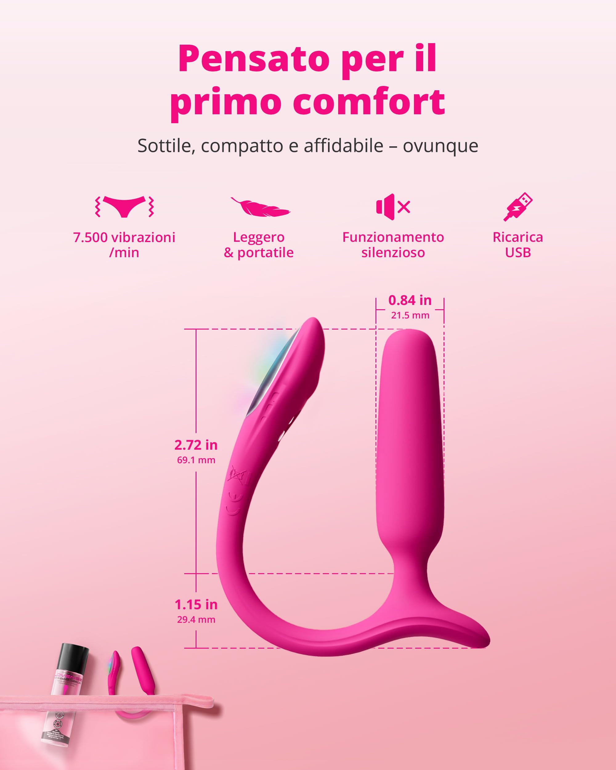 LOVENSE Lush Anal Vibrating Butt Plug Sex Toys, Piccolo Vibratore Anale Controllato da App con Luce LED, Giocattoli Anali per Adulti per il Piacere di Coppie Maschili e Femminili, Impermeabile