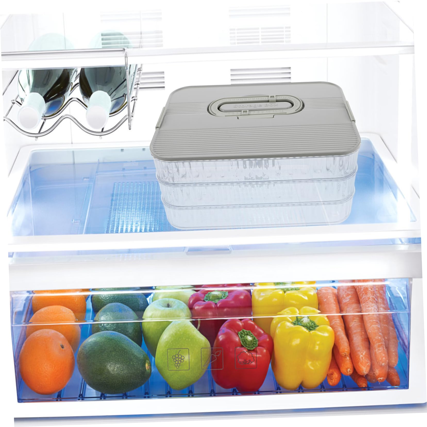 ULTECHNOVO Contenedor De Carne De Tres Para Refrigerador Organizador Apilable Para Alimentos Contenedor Para Refrigerios Para Guardar Frutas y Verduras El Congelador