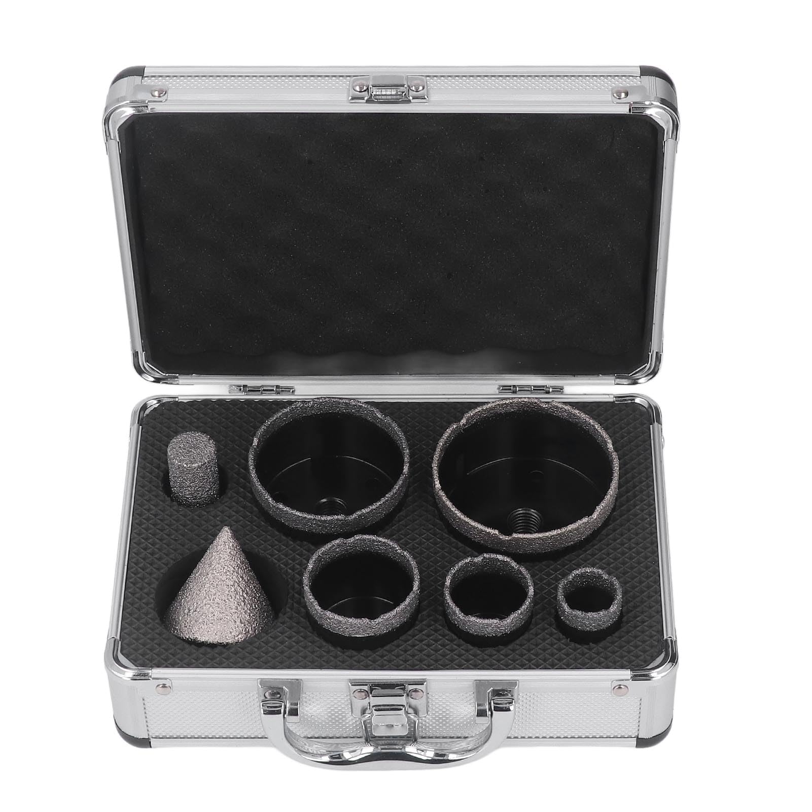 Hyuduo Juego de Brocas de Sierra de Diamante 7 Piezas 45 Juego de Brocas de Diamante de Acero M14 de 25 Mm a 75 Mm para Corte de Baldosas de Mármol Cerámico con de Dedo para Amoladora Angular