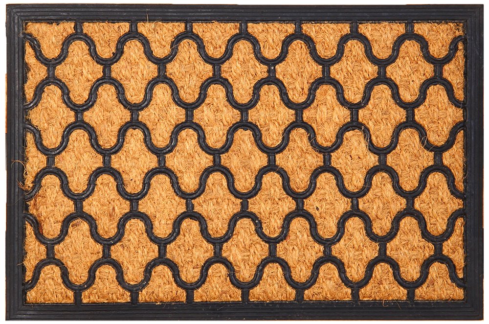 Onlymat Rubber Coir Rectangular Door Mats - 30" X 18", Beige & Black Pack of 2, 76.02 Cm, 45.72 Cm