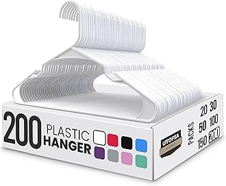 Utopia Home Plastic Hangers for Clothes Space Saving Notched Hangers (Bulk Pack of 150, White)