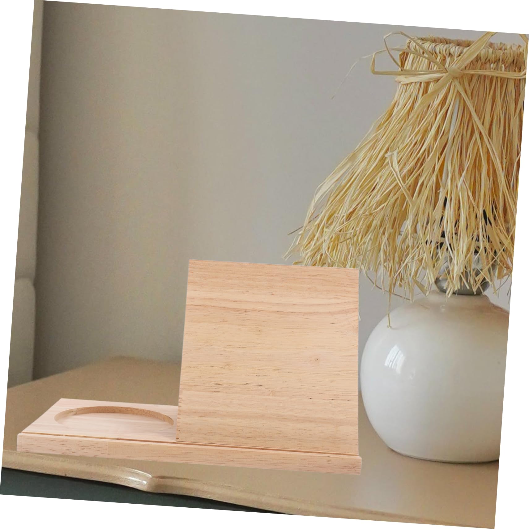 TEHAUX Leggio in Legno Triangolare Con Portabicchieri Scaffale Per Libri e Riviste Supporto Per Poggiapagina Organizzatore Da Scrivania Per Piccoli Spazi Abitativi